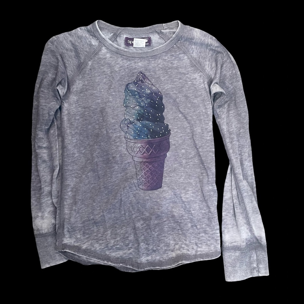 GUC Sparkle by Stoopher Girls Size 12 Ice Cream Graphic Long Sleeve Shirt